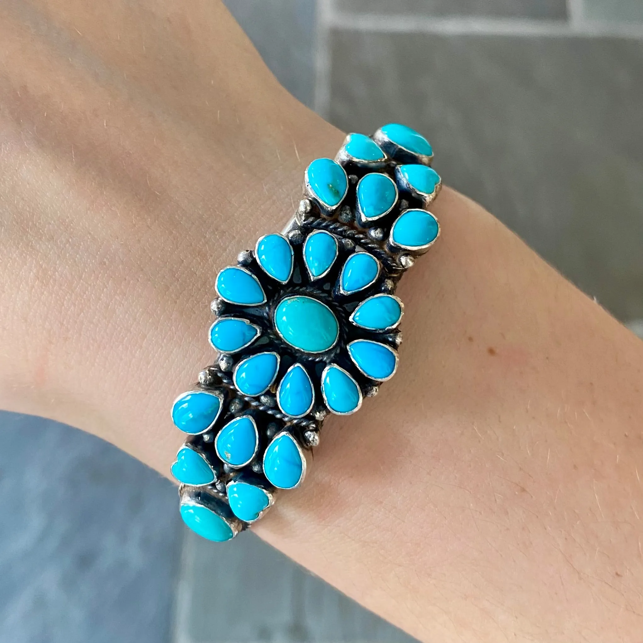 Turquoise Flower Cuff Bracelet