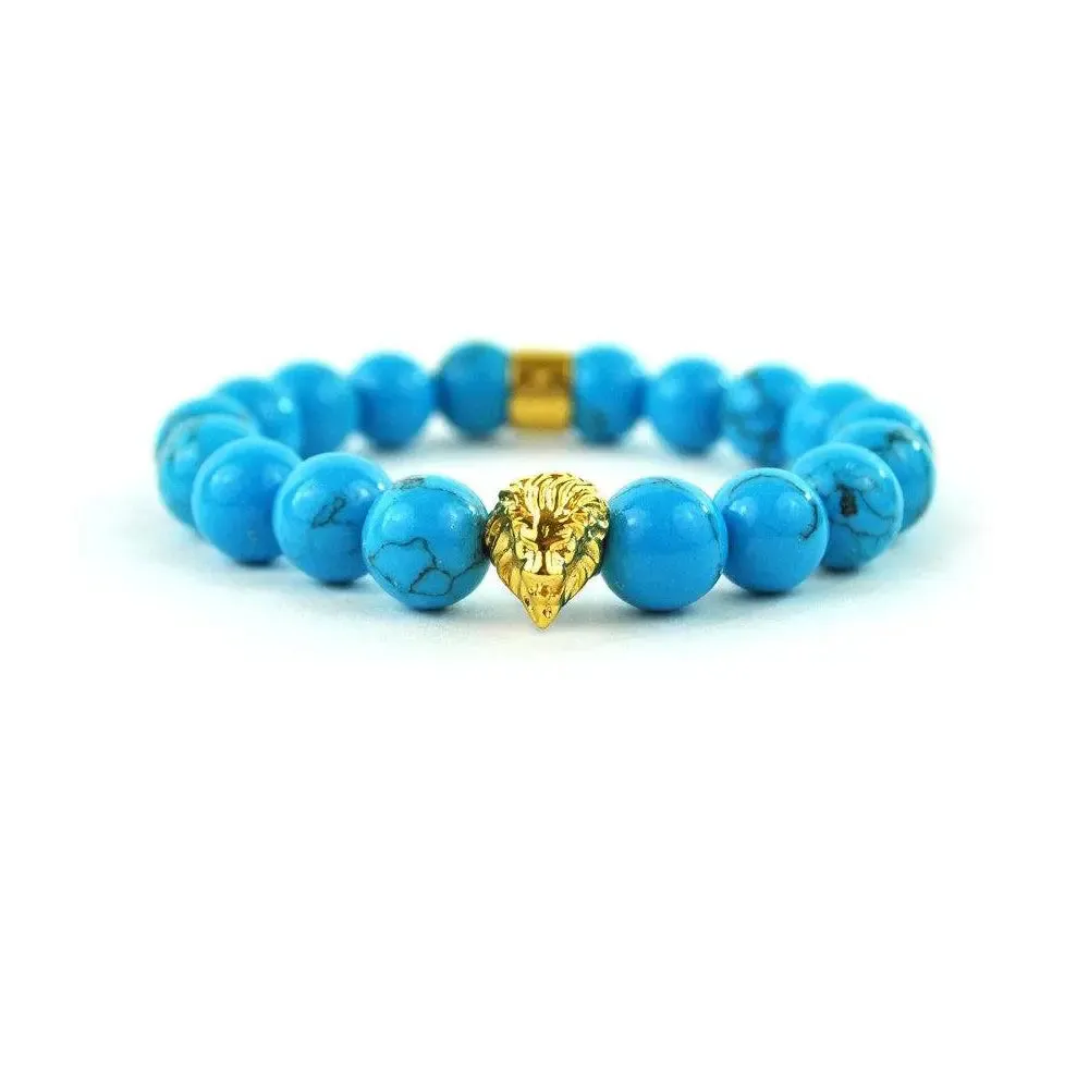 Turquoise Lion Head Beaded Bracelet