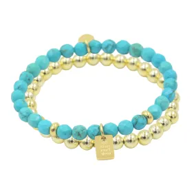 Turquoise Restore Dignity Bracelet and Gold Stack