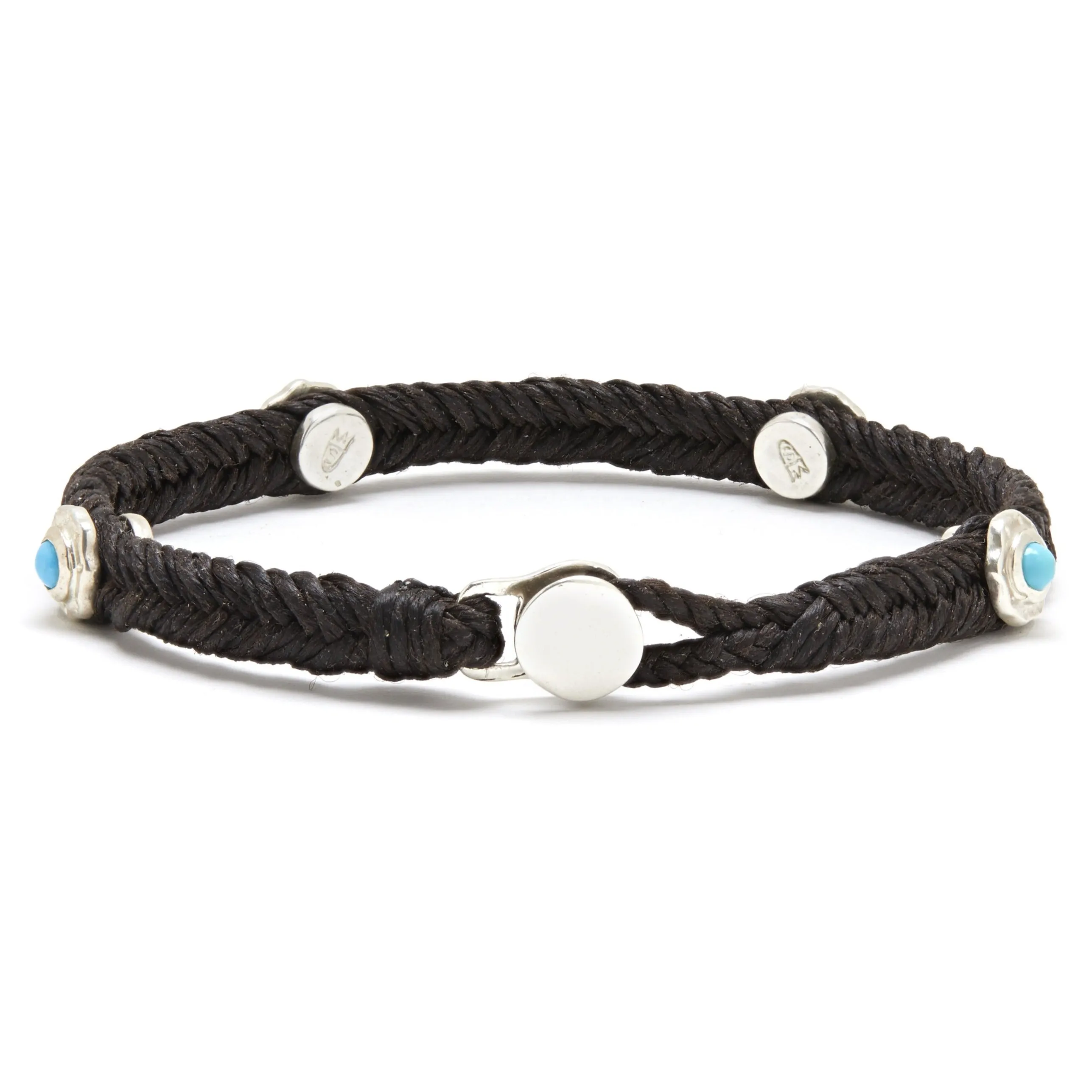 Turquoise Studded Fishtail Bracelet in Black