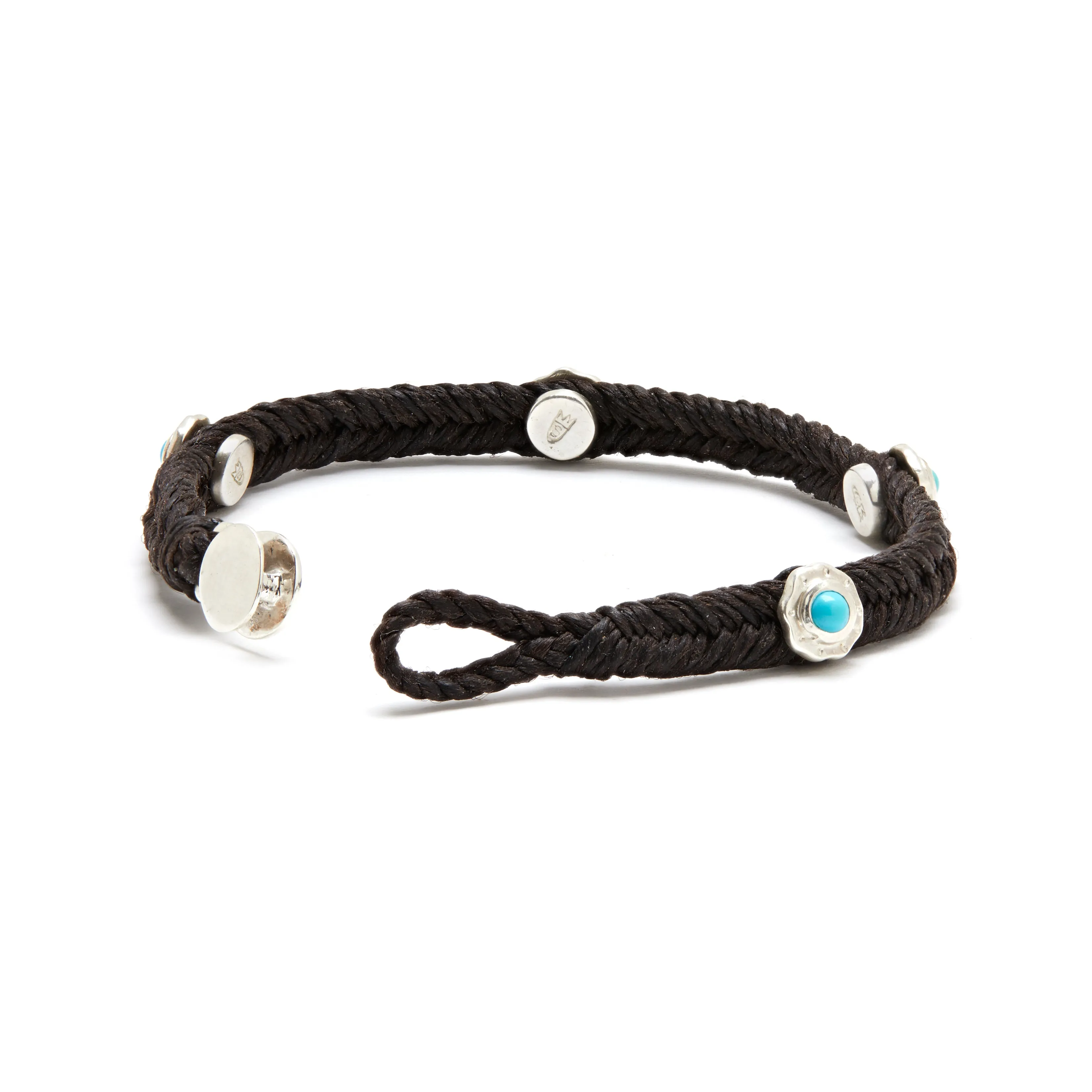 Turquoise Studded Fishtail Bracelet in Black