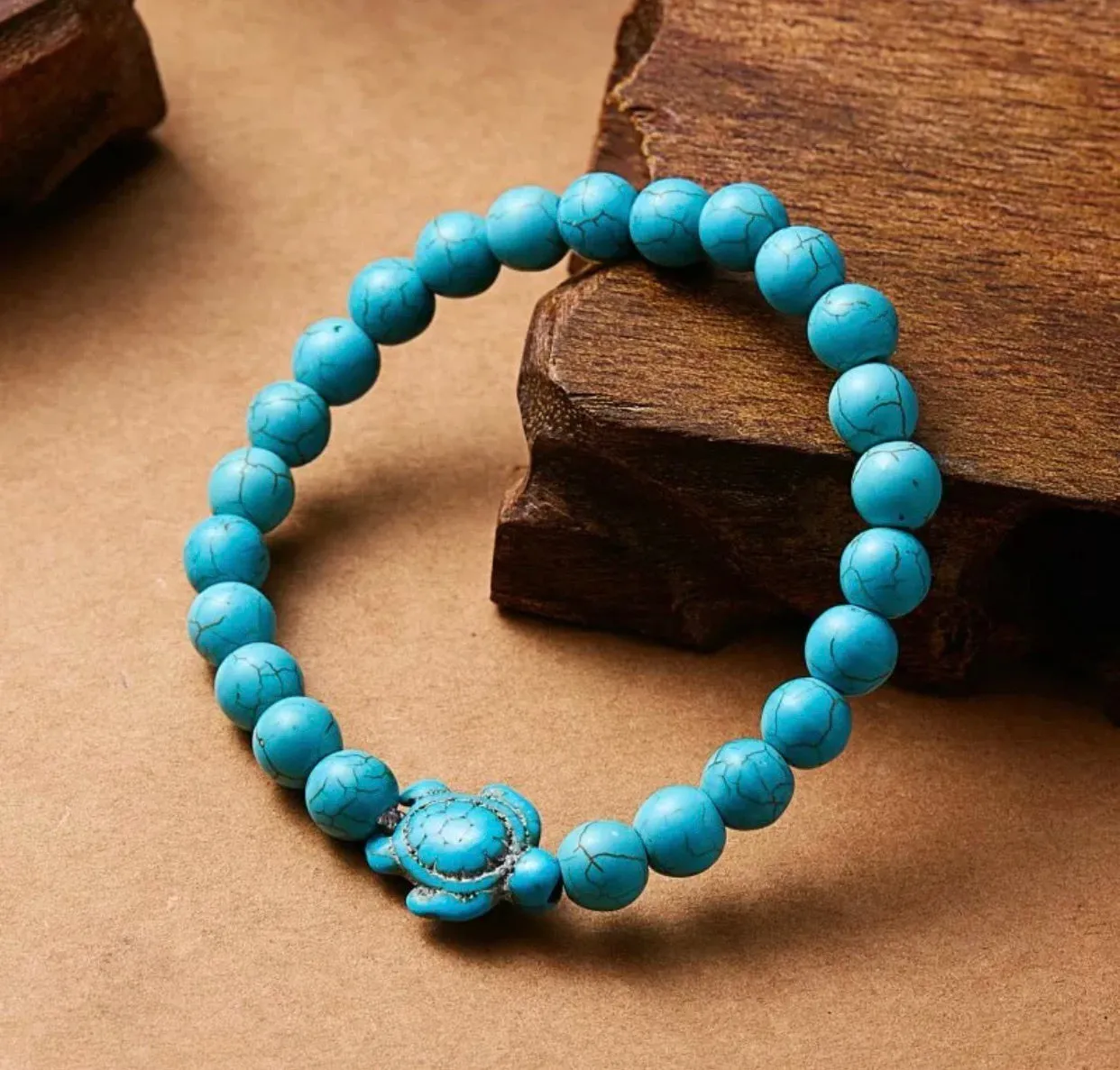 Turquoise turtle stone lava bracelet