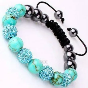 Uber Shamballa Bracelet - Turquoise and Hematite for Him or Her