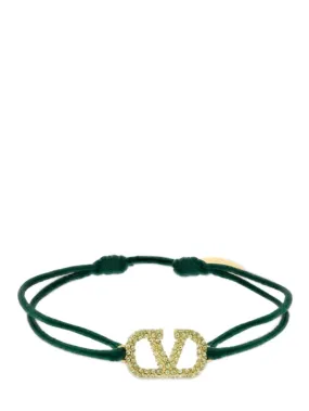 Valentino Garavani   Crystal V logo slim adjustable bracelet 