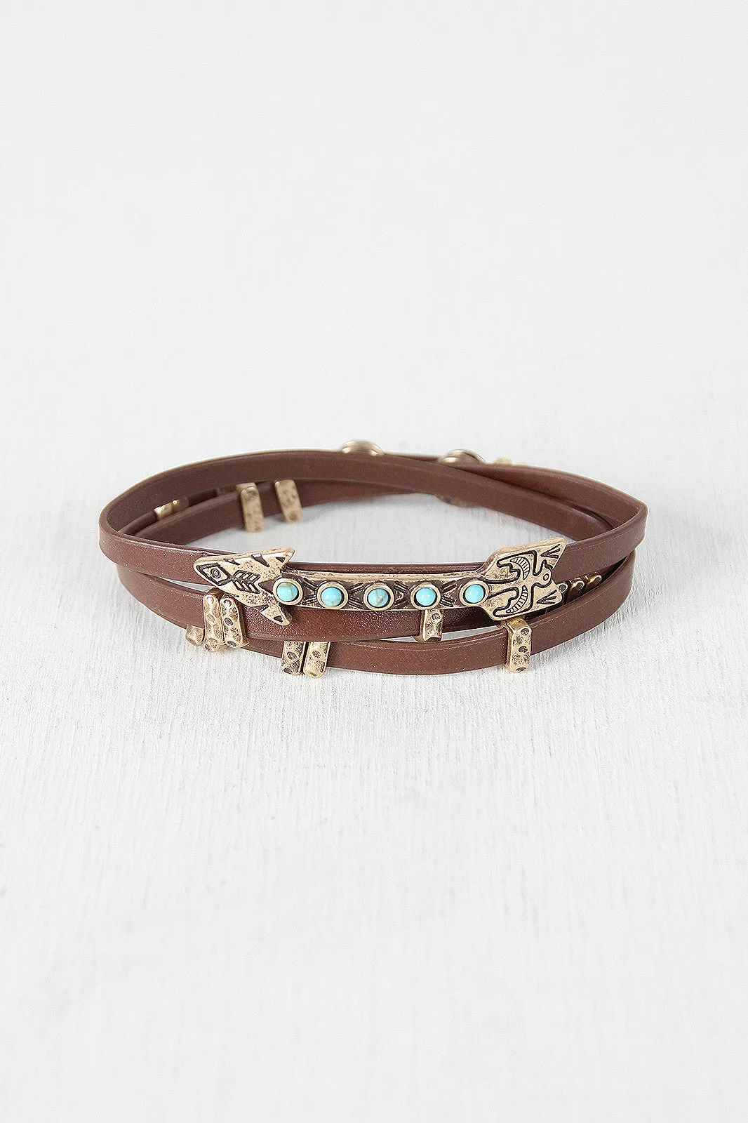 Vegan Leather Wrap Arrow Bracelet