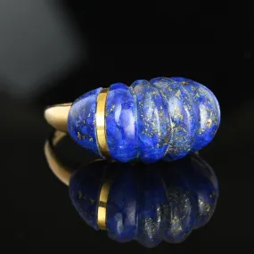 Vintage 14K Gold Carved Lapis Lazuli Ring