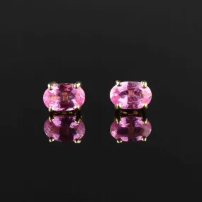 Vintage 14K Gold Pink Sapphire Stud Earrings