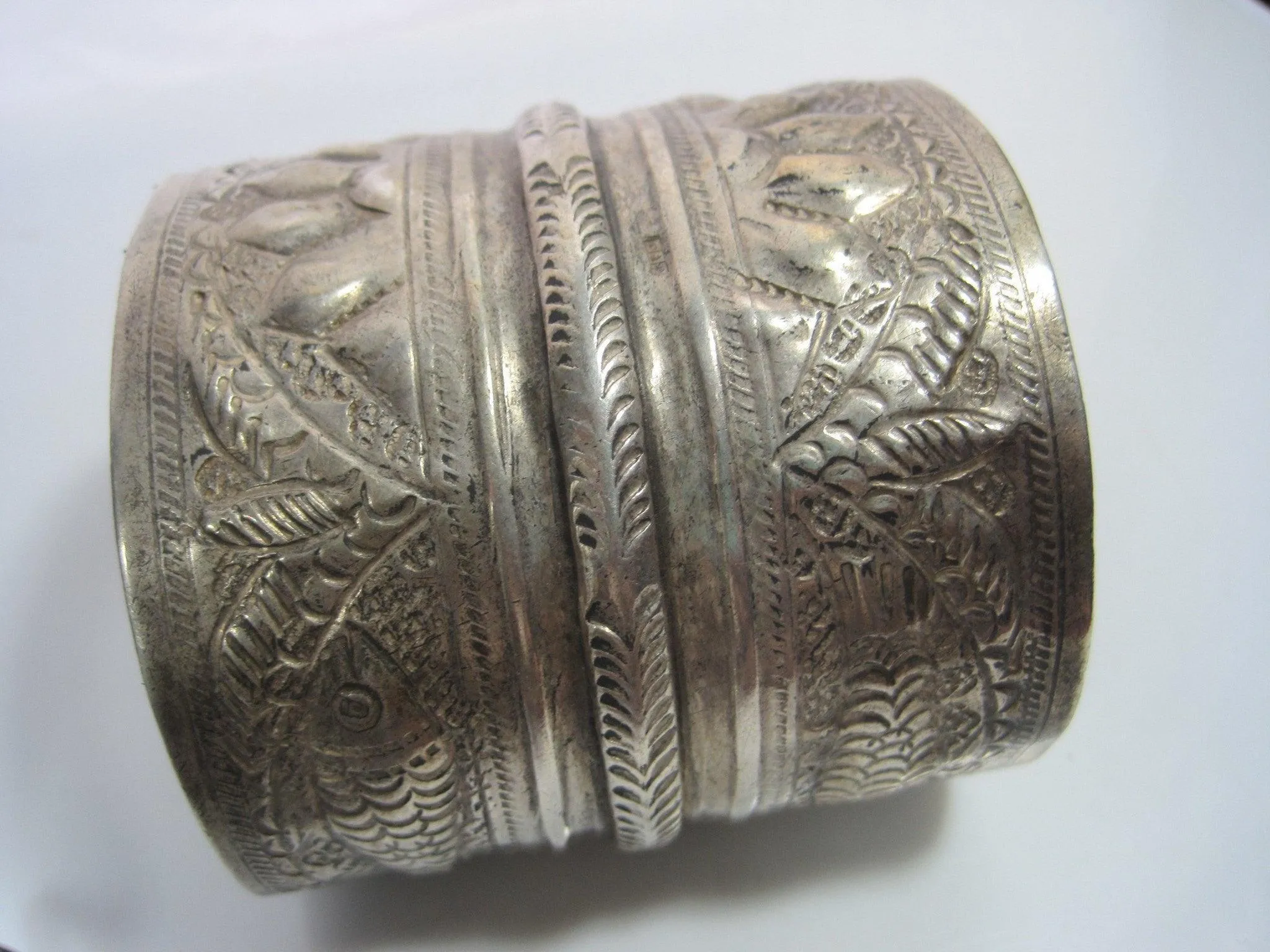 Vintage 800 Silver Siwa Berber Wide Cuff Bracelet