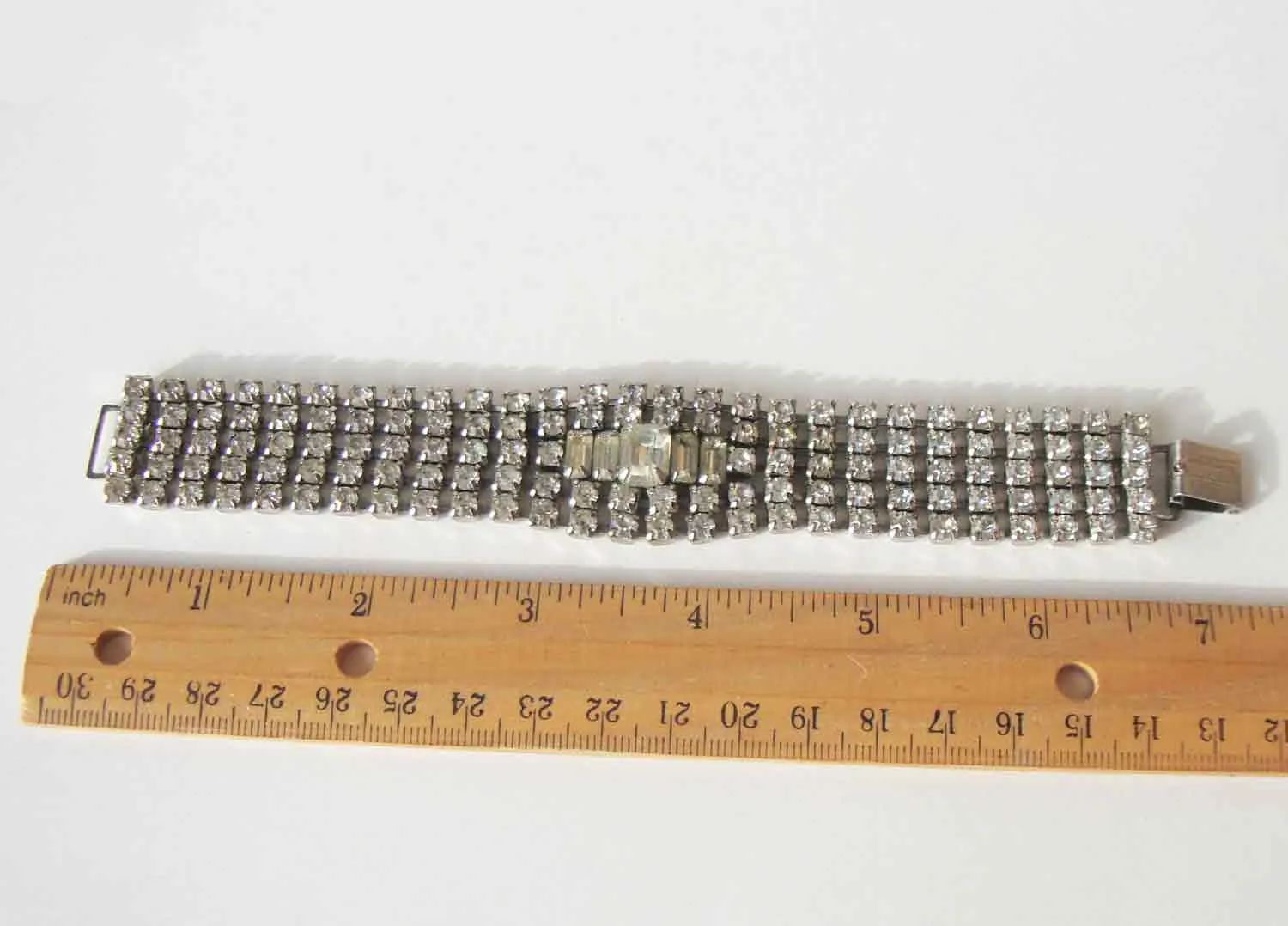 Vintage Art Deco Rhinestone Bracelet Wide Band Cocktail Style