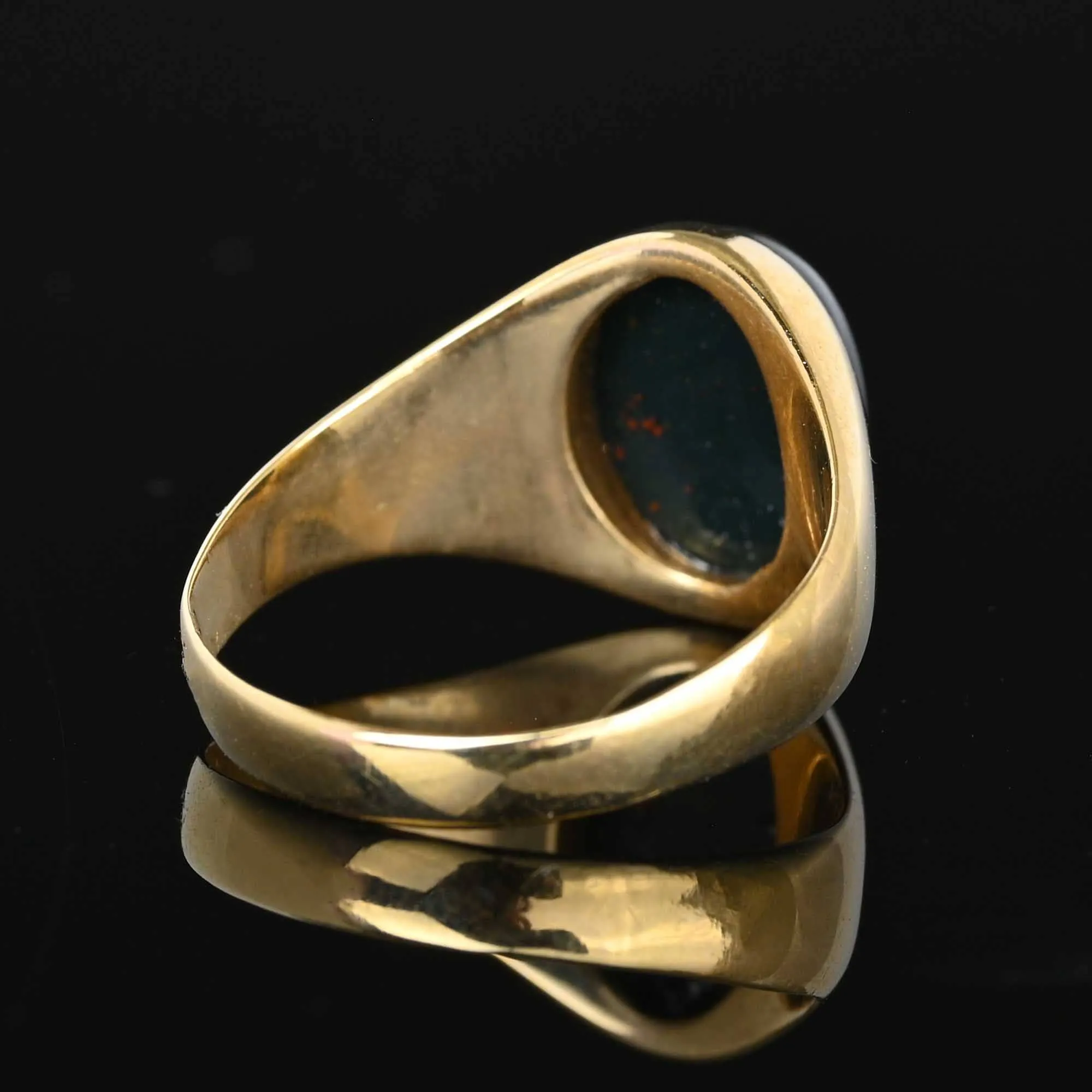 Vintage Cabochon Bloodstone Signet Ring 10K Gold