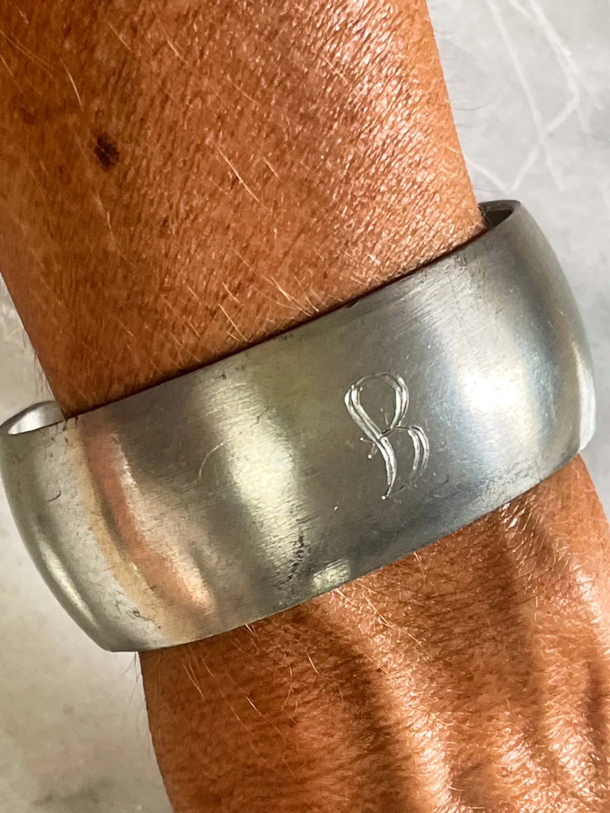 Vintage Initial "B" Pewter Cuff Bracelet