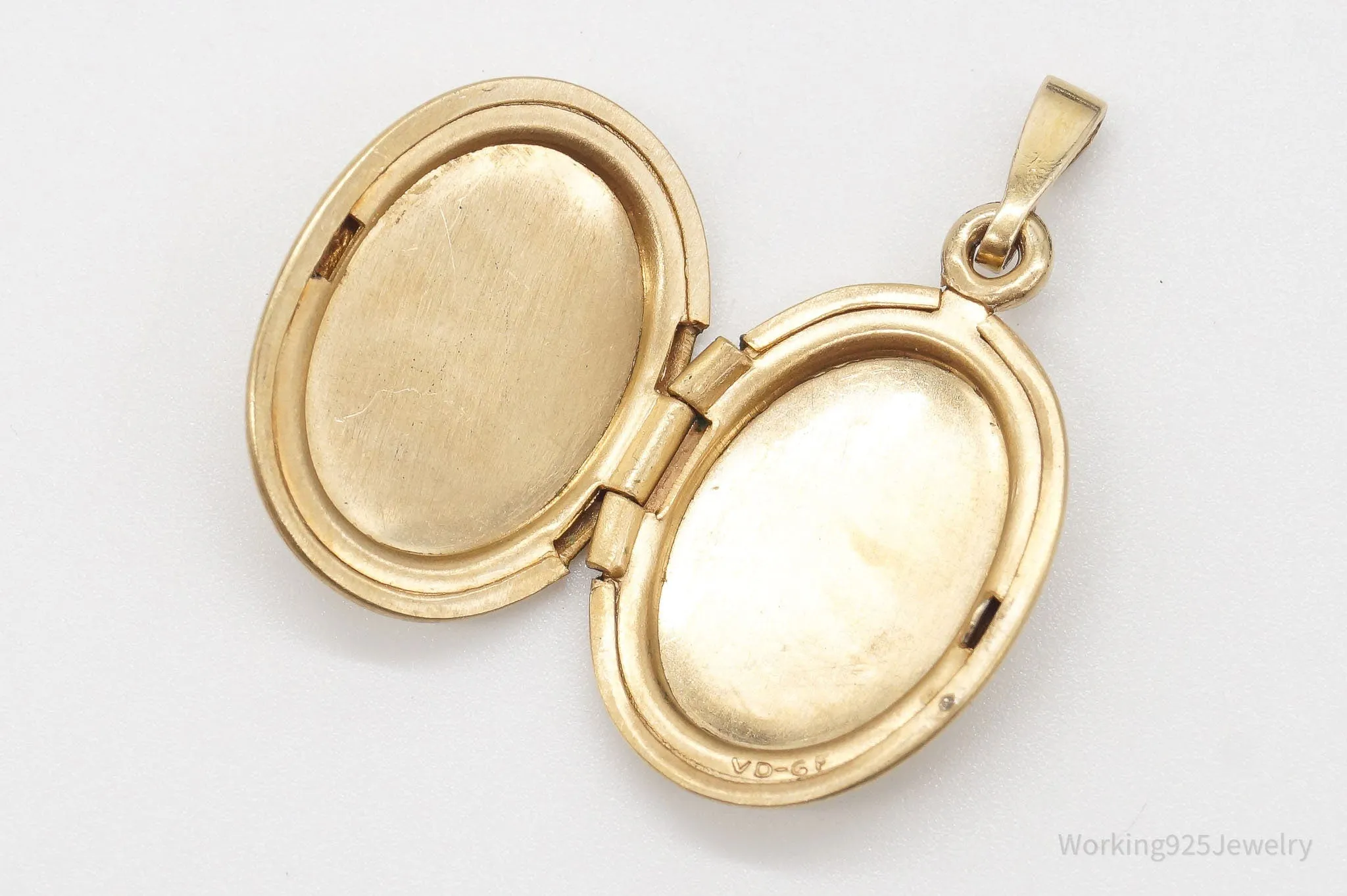 Vintage Love Birds Gold Filled Oval Locket Pendant