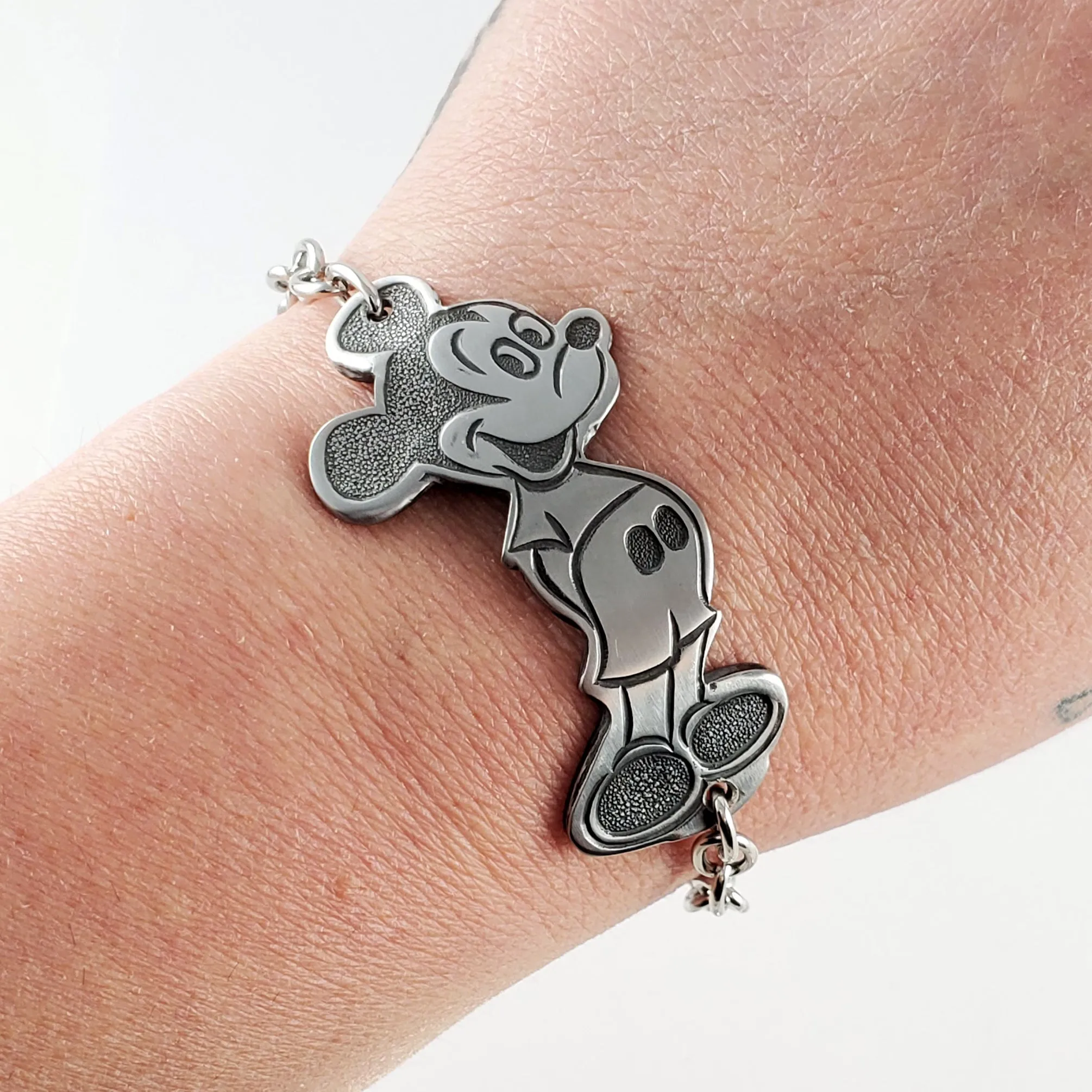 Vintage Mickey Mouse Stainless Steel Spoon Bracelet