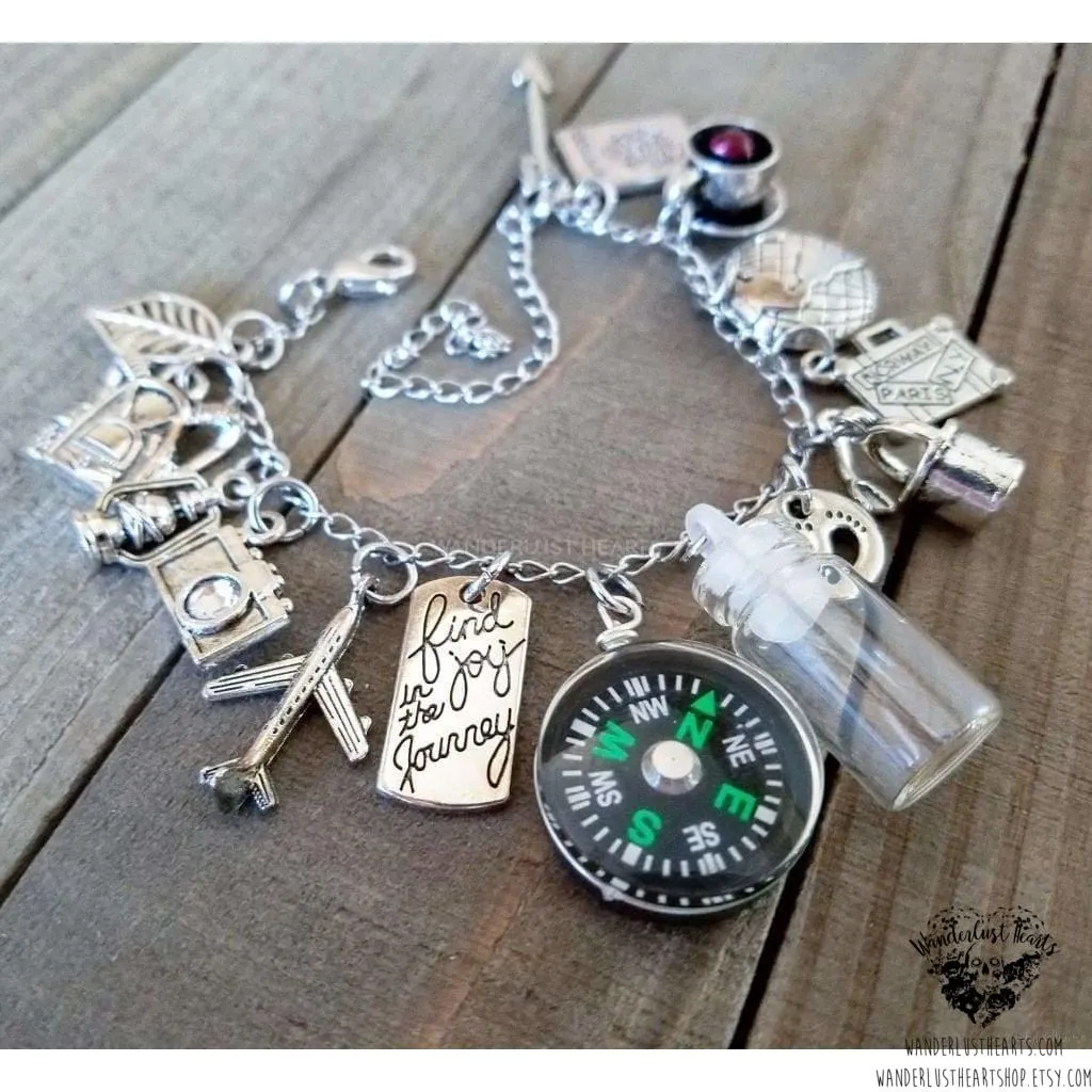 Wanderlust Travel charm bracelet