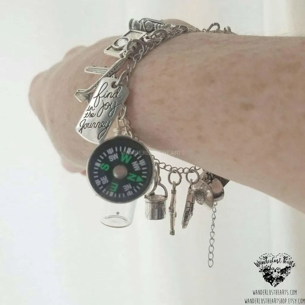 Wanderlust Travel charm bracelet