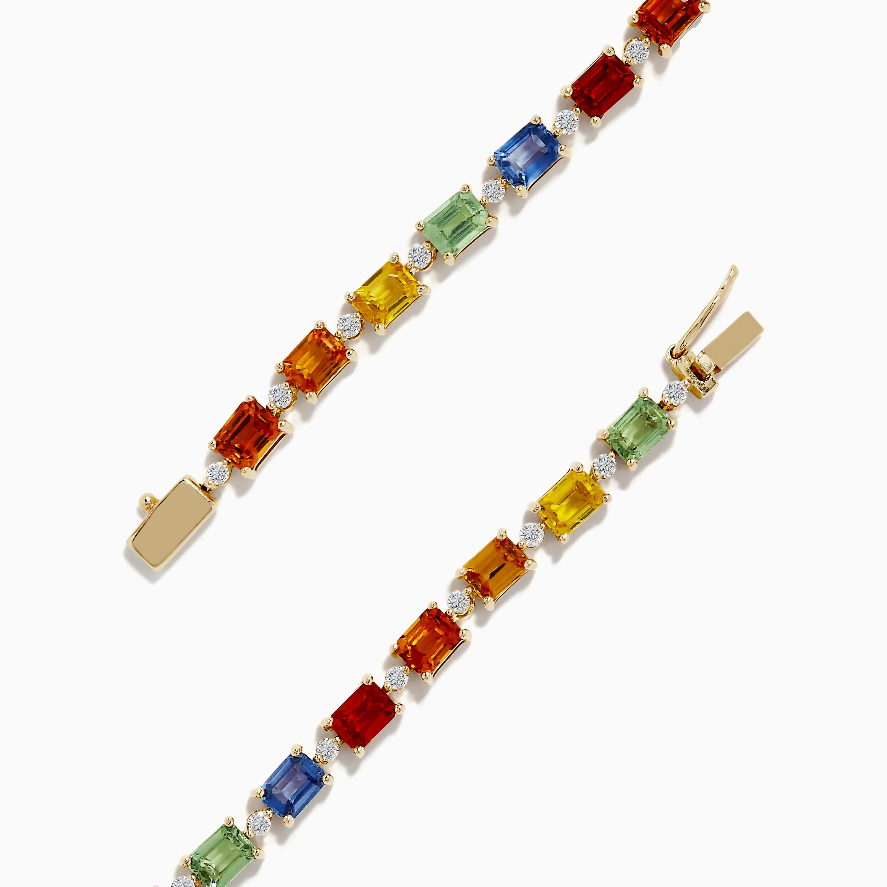 Watercolors 14K Yellow Multi Sapphire and Diamond Tennis Bracelet