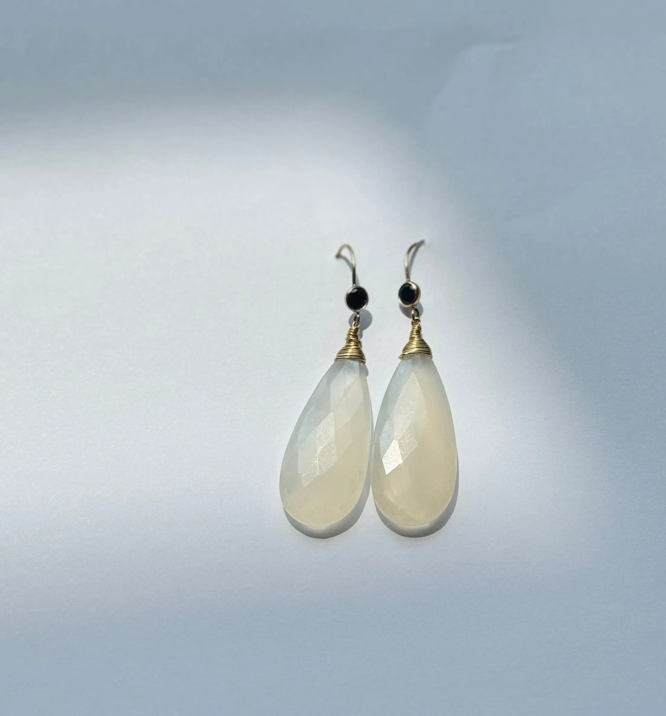 White Chalcedony Onxy earrings