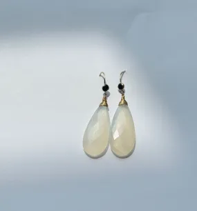 White Chalcedony Onxy earrings