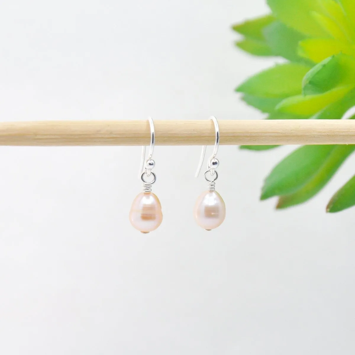 White Freshwater Pearl Drop Earrings