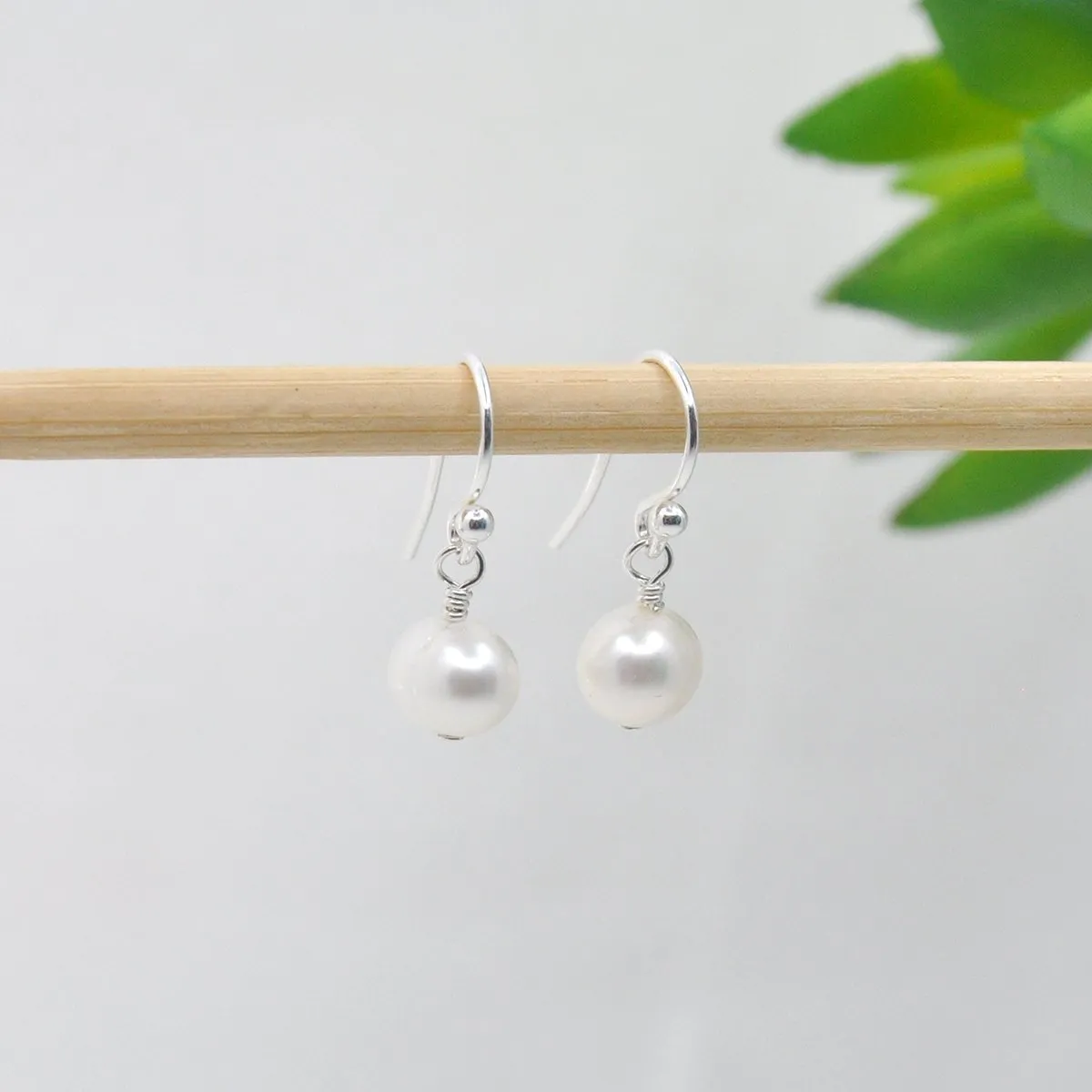 White Freshwater Pearl Drop Earrings