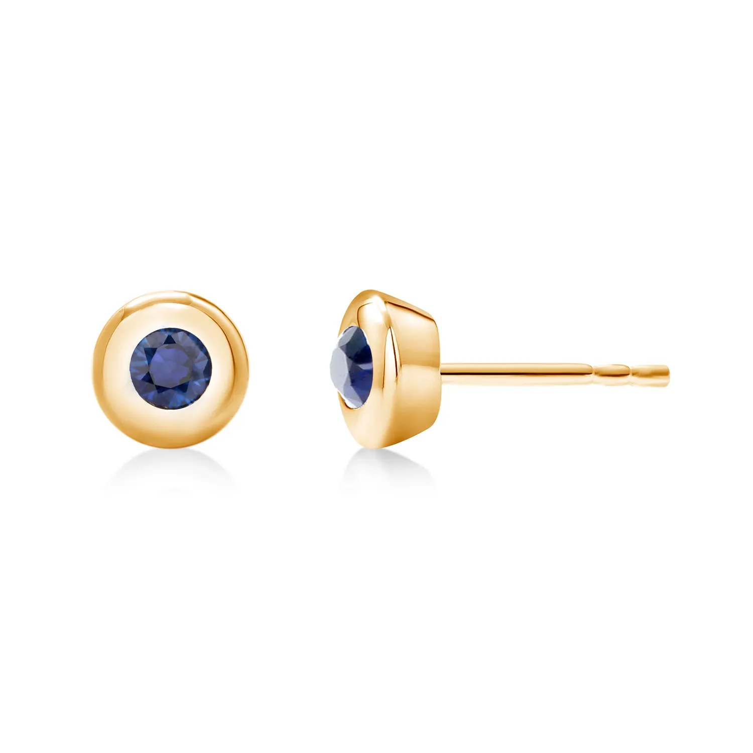 White Gold Bezel Set Sapphire Stud Earrings Weighing 0.30 Carat