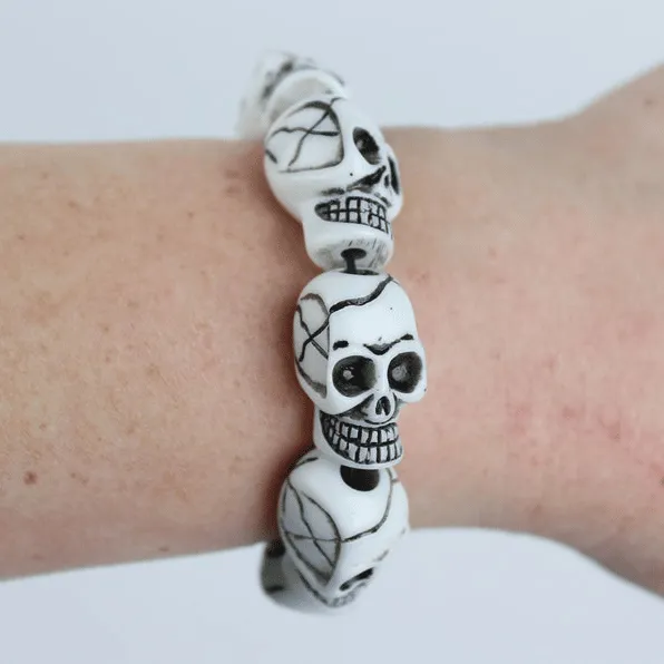 White Skull Elastic Bracelet