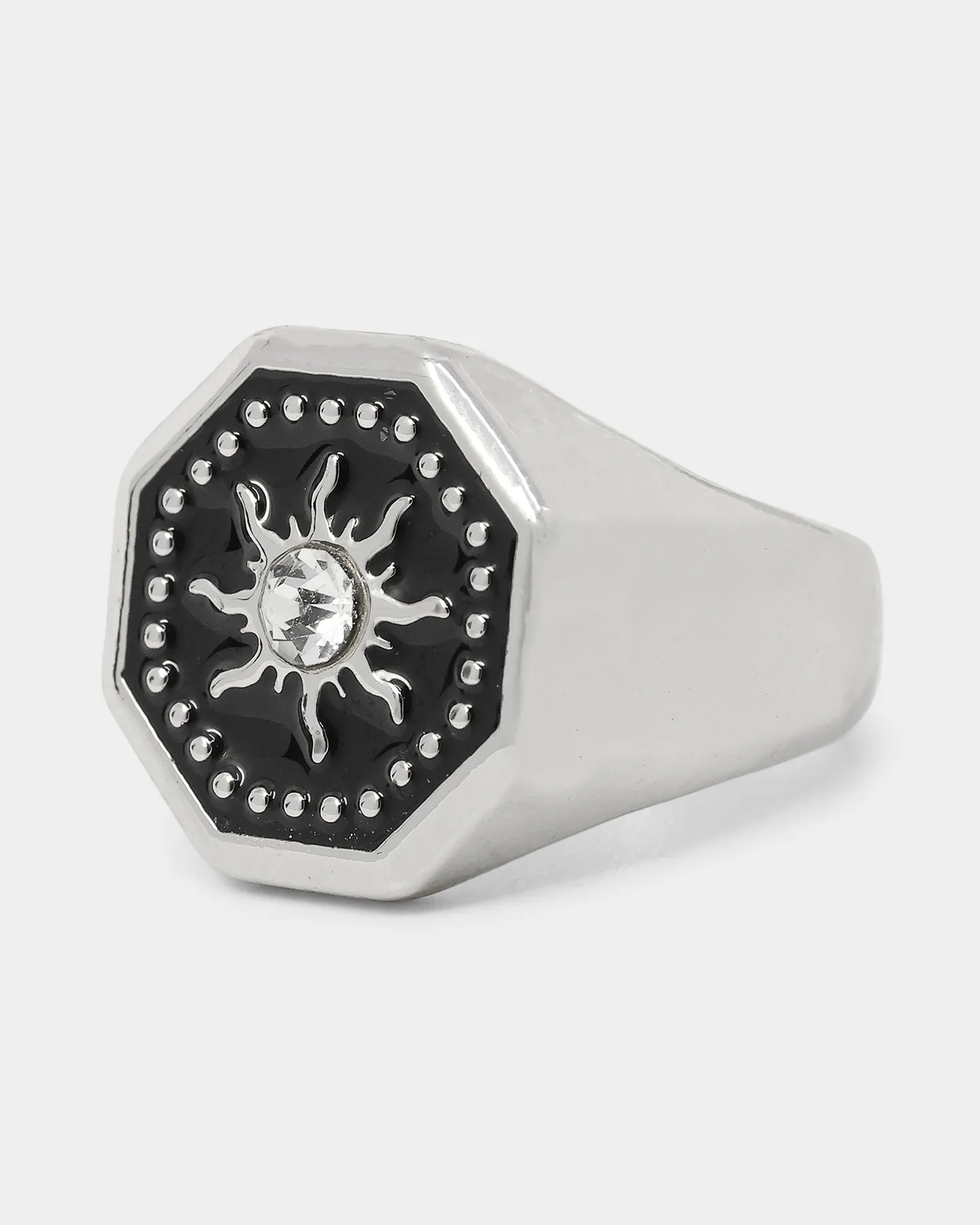 Wild For The Weekend Octagon Sun Signet Ring (Large) Silver