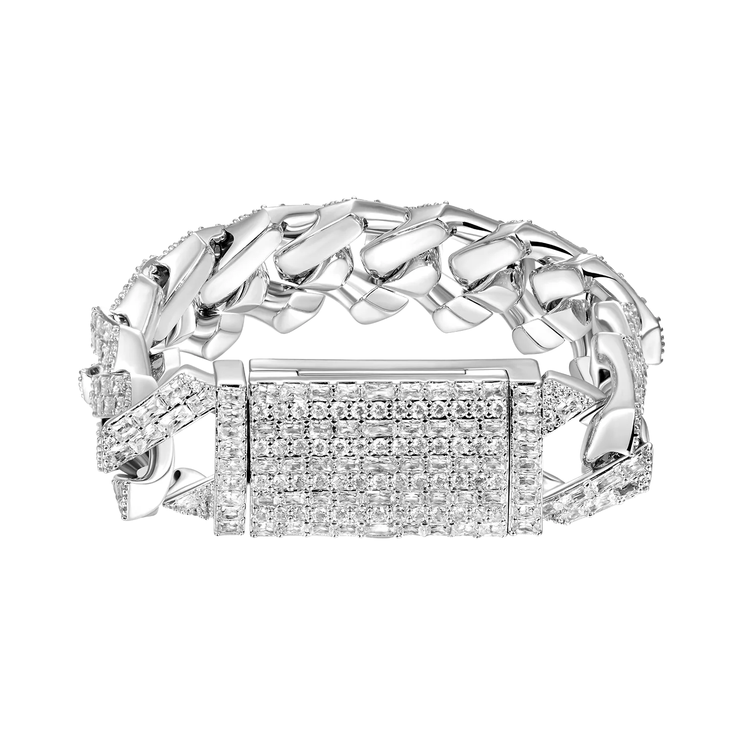 Women's Emerald Cut Prong Cuban Link Bracelet