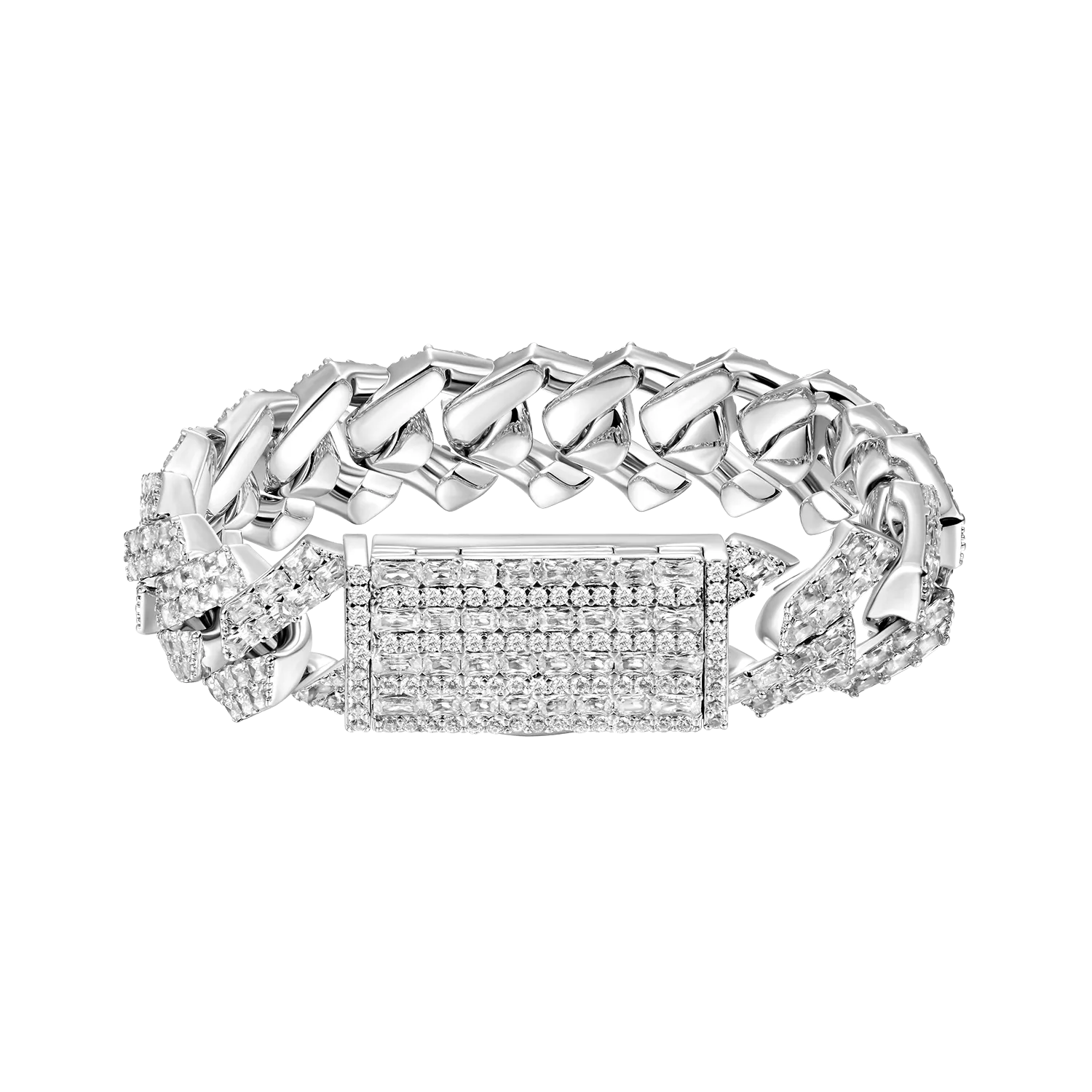 Women's Emerald Cut Prong Cuban Link Bracelet