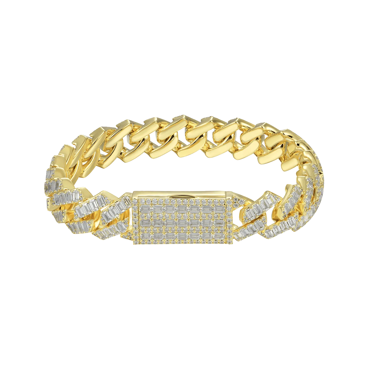 Women's Emerald Cut Prong Cuban Link Bracelet