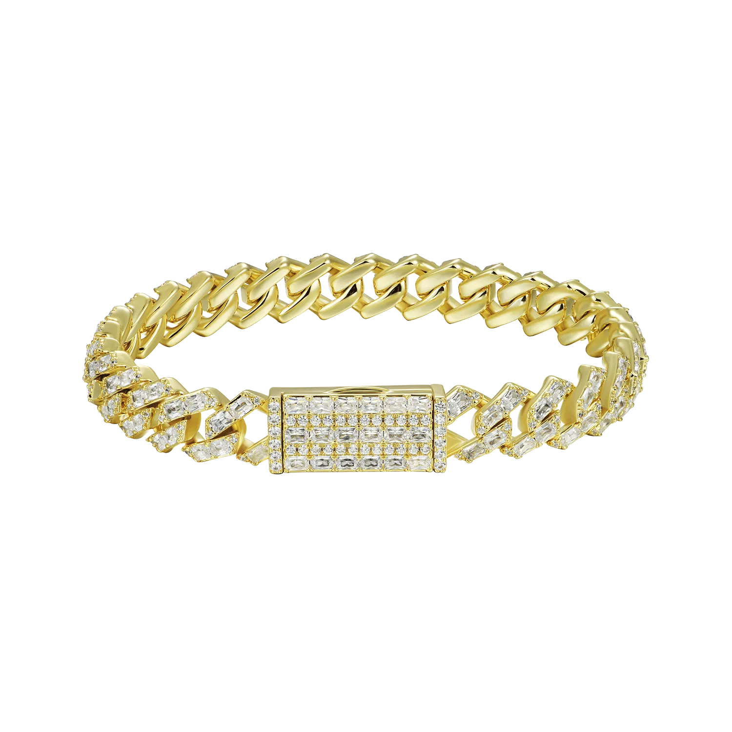 Women's Emerald Cut Prong Cuban Link Bracelet