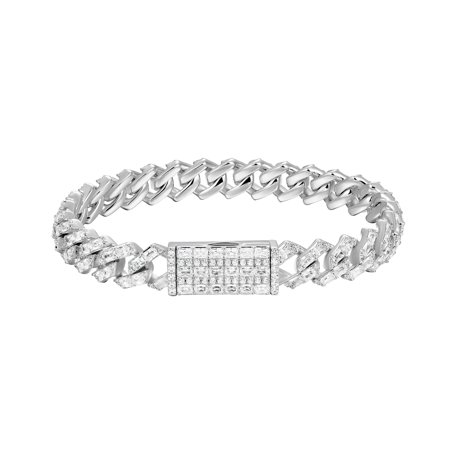 Women's Emerald Cut Prong Cuban Link Bracelet