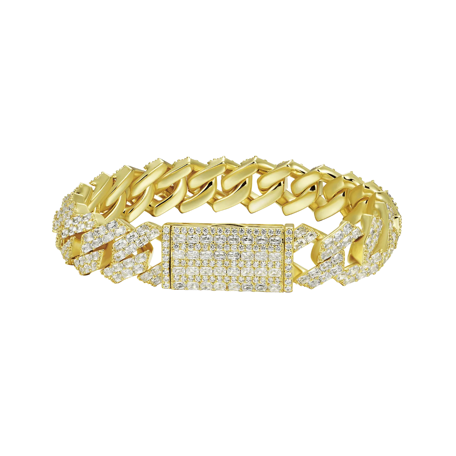 Women's Emerald Cut Prong Cuban Link Bracelet