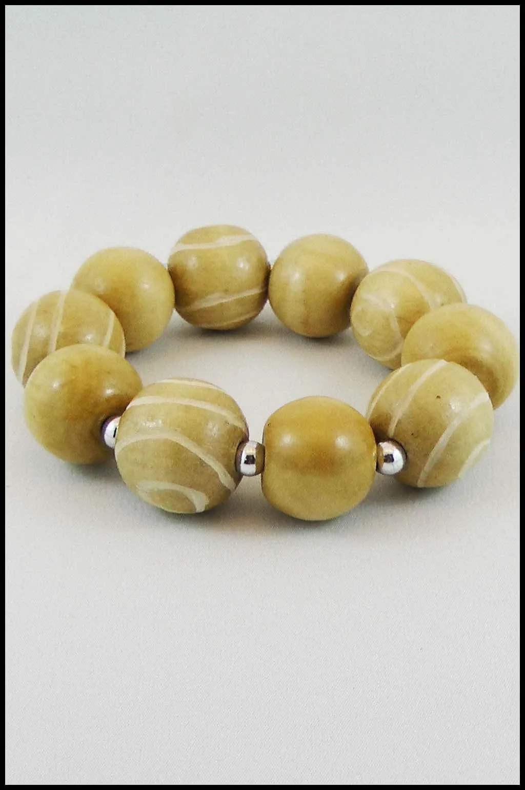 Wood Swirled Bead Stretch Bracelet