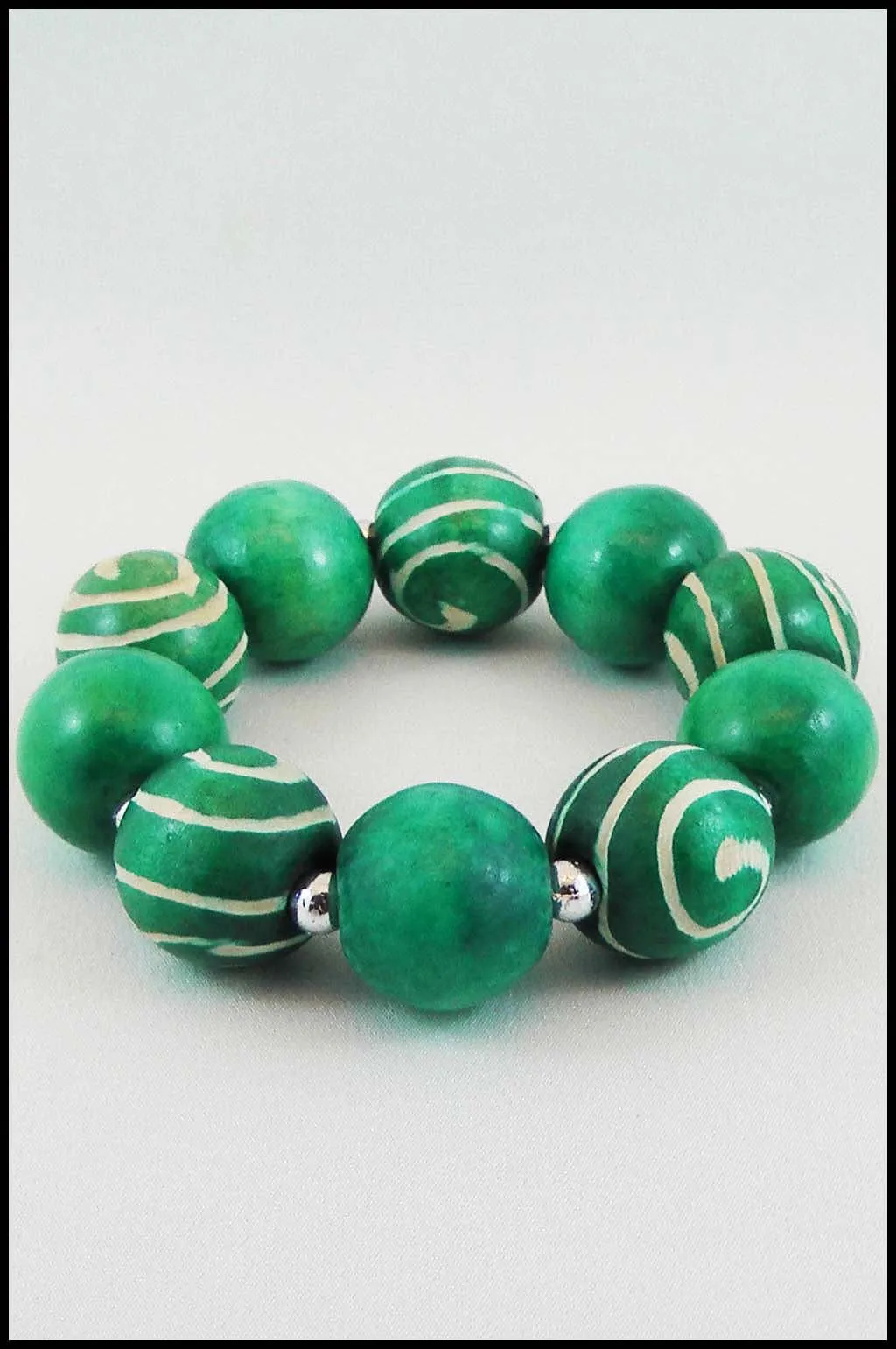 Wood Swirled Bead Stretch Bracelet