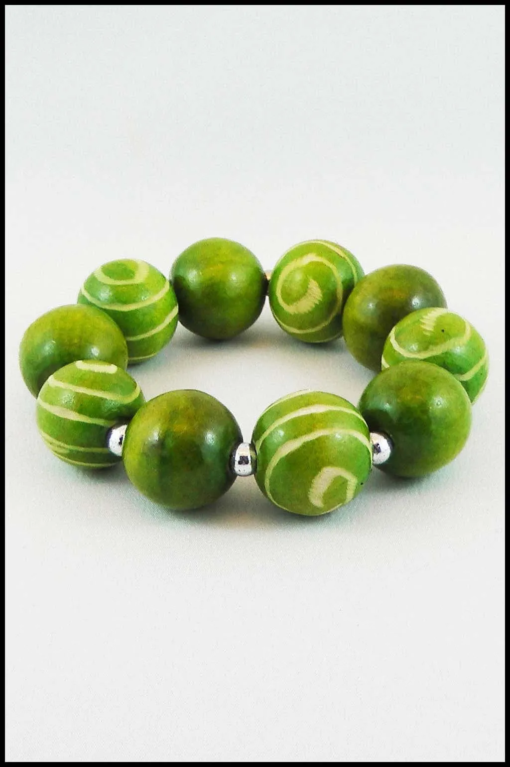 Wood Swirled Bead Stretch Bracelet