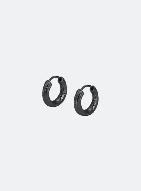 Wooody hoop sterling silver earrings (Black)