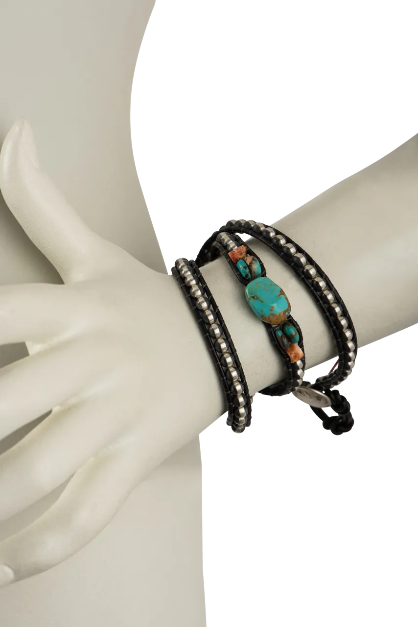 Wrapped To Wear Navajo Pearl, Turquoise & Spiny Oyster Bracelet