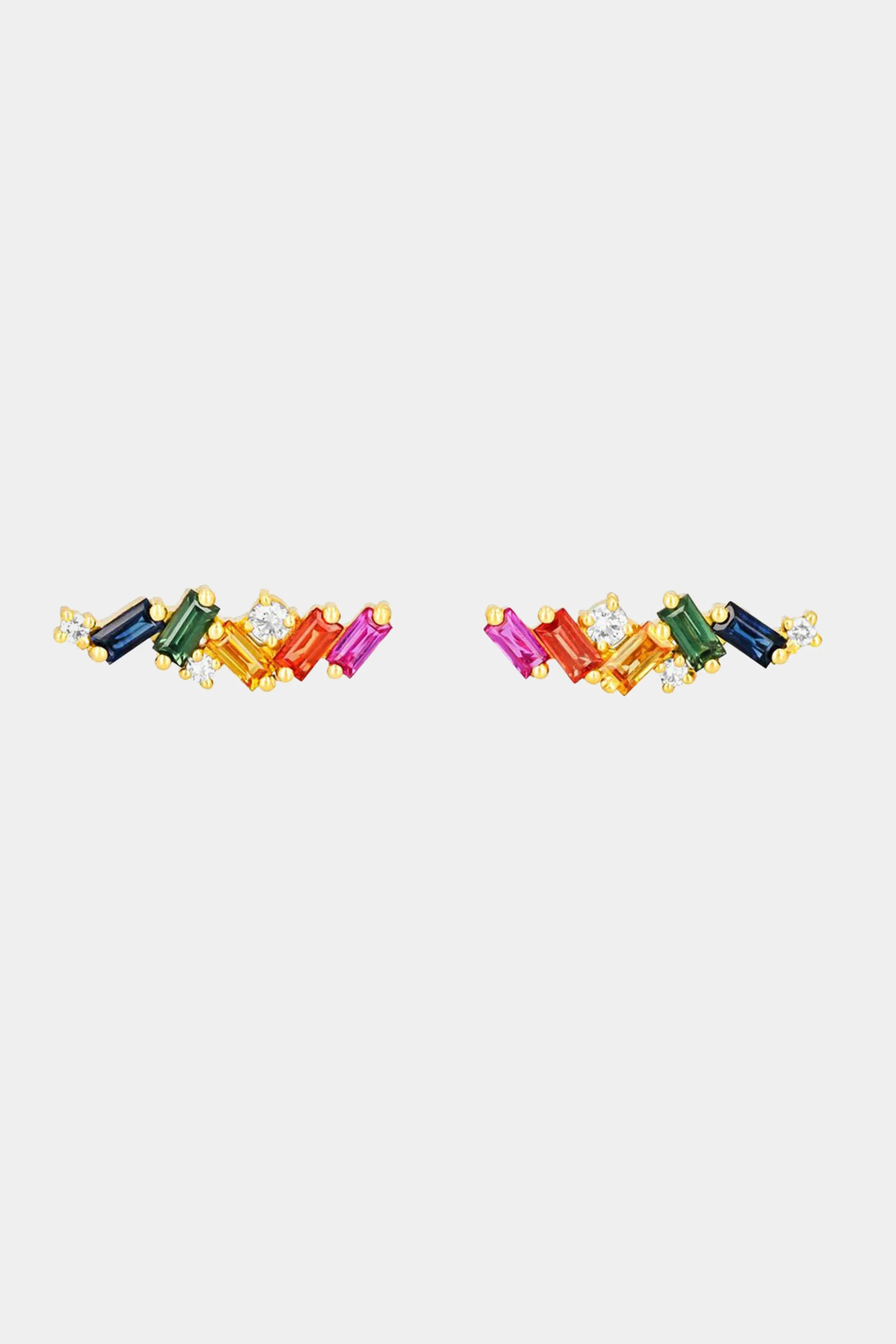 Zigzag Stud Earring, Rainbow Sapphire