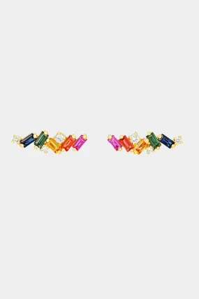 Zigzag Stud Earring, Rainbow Sapphire