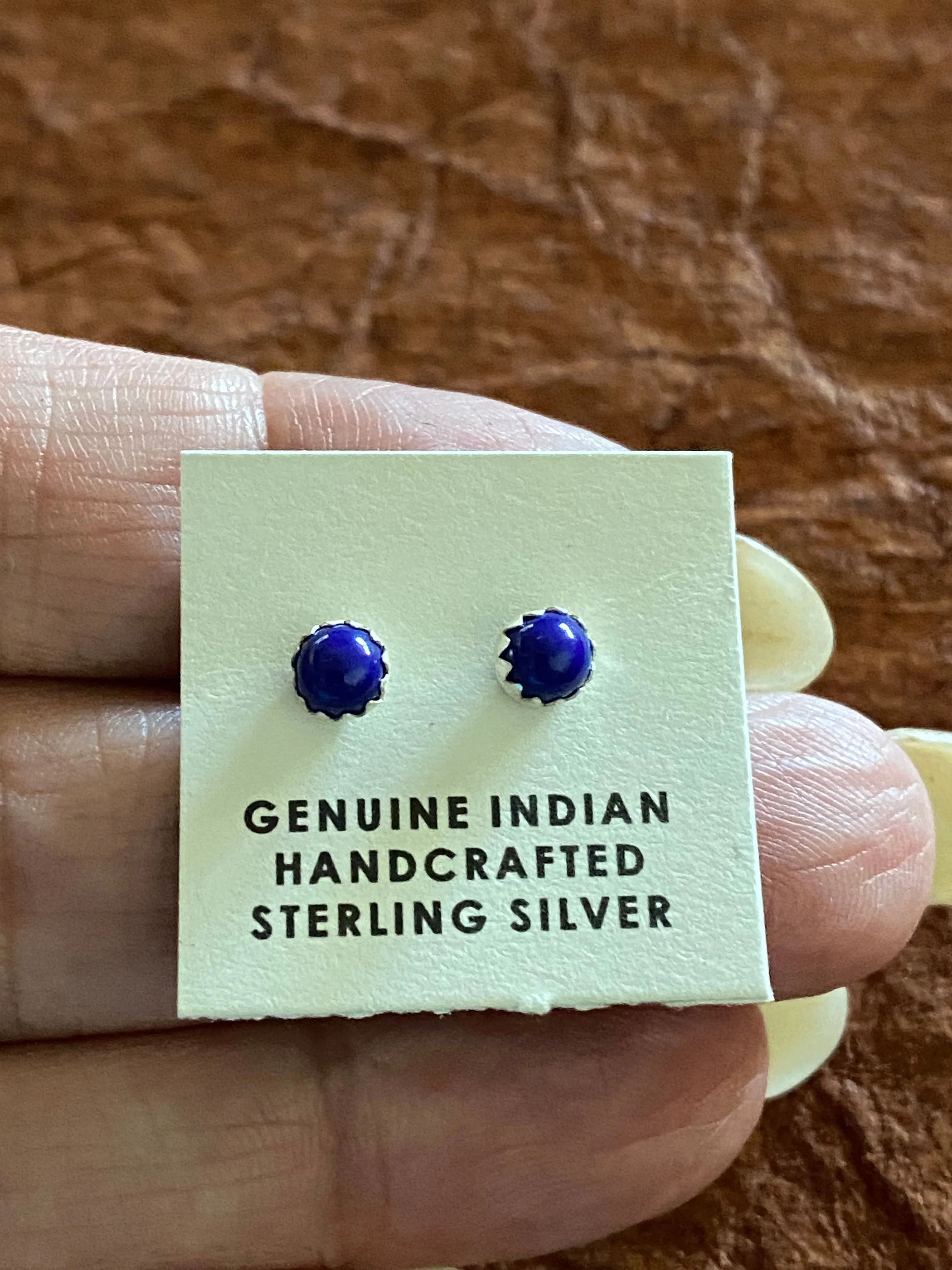 Zuni Sterling Silver Mini Lapis Stud Earrings